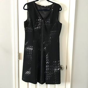 Tahari Size 14 Black and Purple/Gray Zip Dress